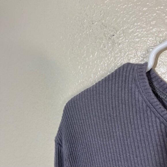 SABLYN Top Womens Medium Ribbed Long Sleeve Shirt Boxy Gray FLAW - Picture 2 of 6